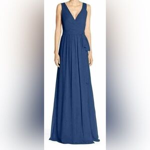 NWT Joanna August Dress Wrap Navy Blue Sleeveless Empire Bridesmaid Wedding Flow